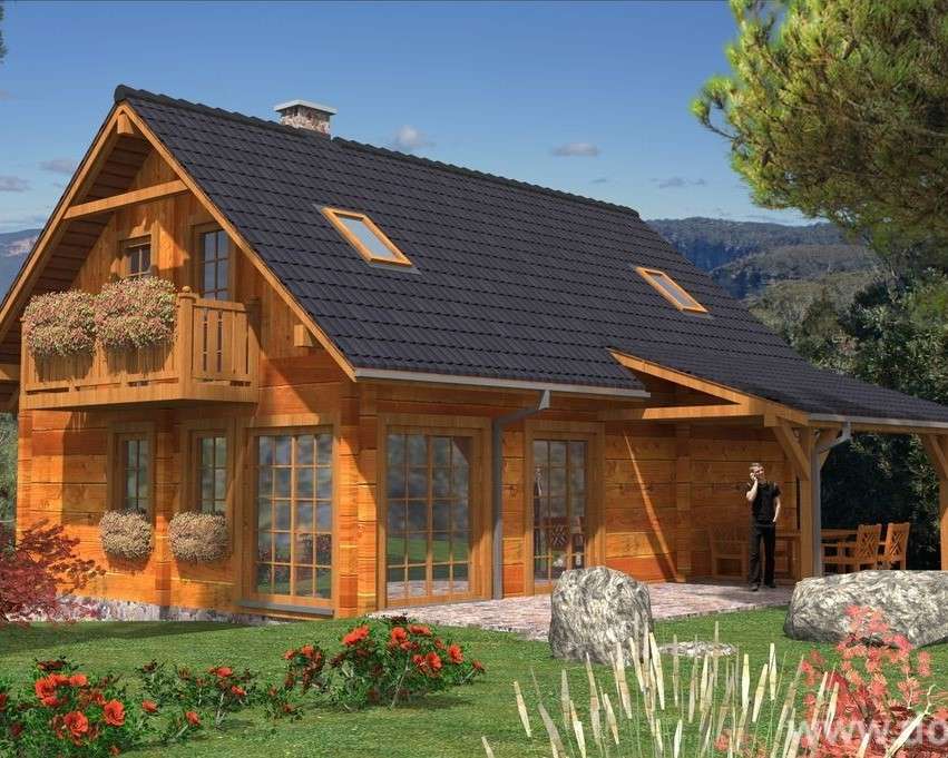 Modern wooden house online puzzle