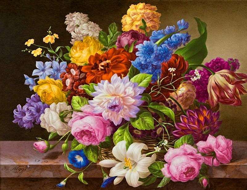 Ένα μείγμα από όμορφα λουλούδια online παζλ