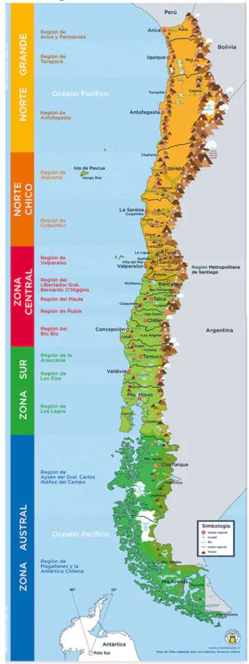 χάρτης της Χιλής για συναρμολόγηση online παζλ