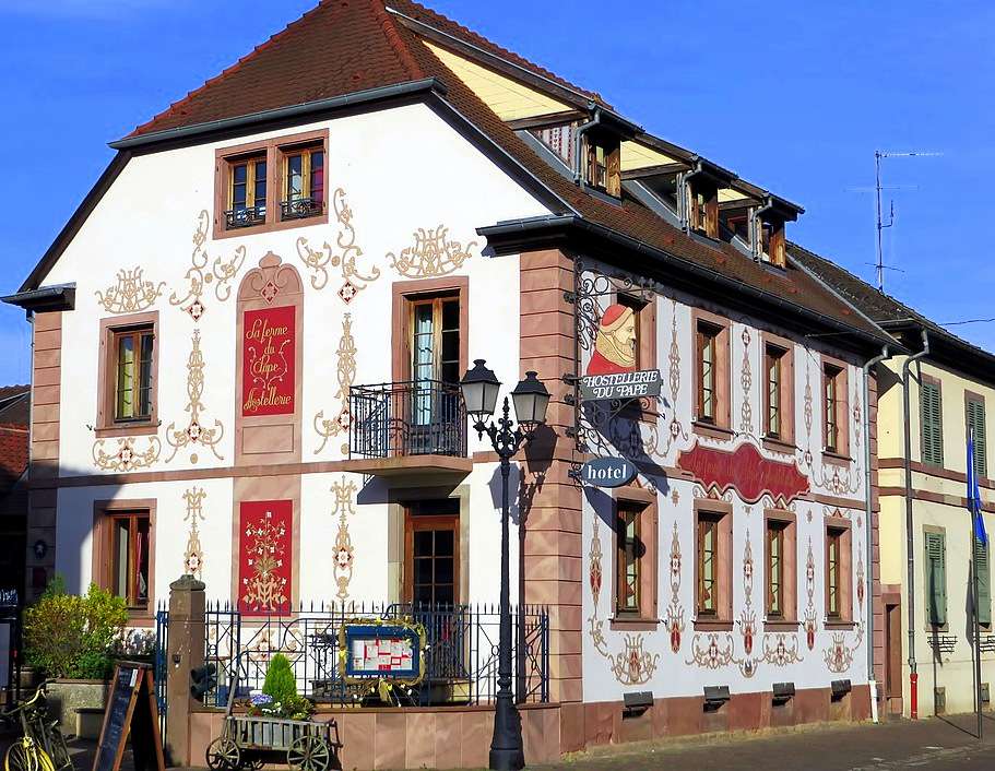 Päpstliches Gasthaus in Eguisheim (Elsass, Frankreich) Online-Puzzle