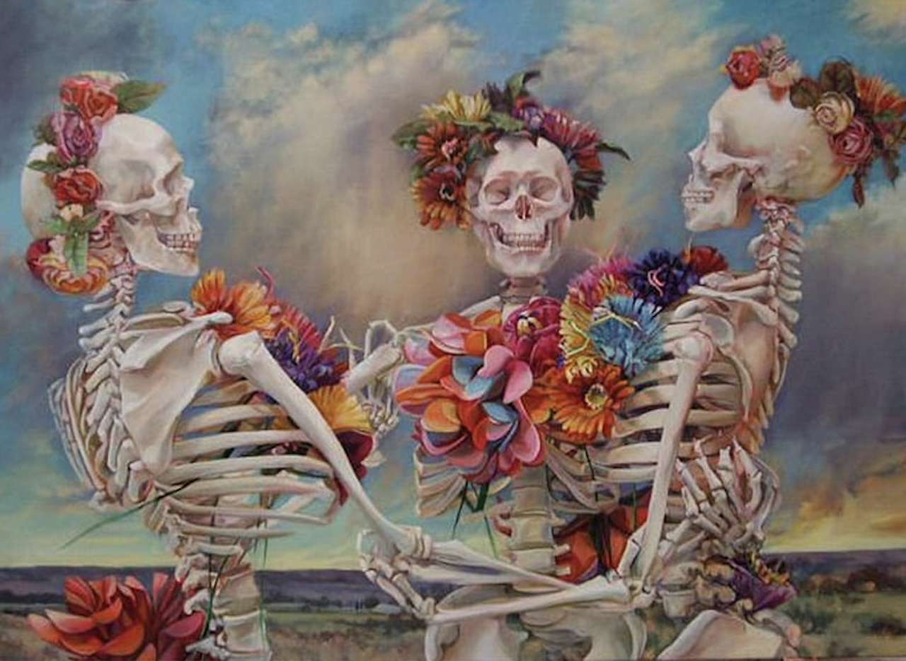 Dansende skeletten zeggen hallo tegen de lente legpuzzel online