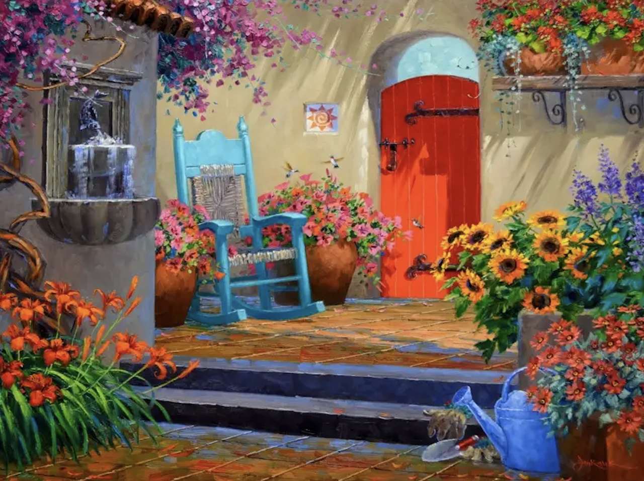 Virágos veranda, gyönyörű hely kirakós online