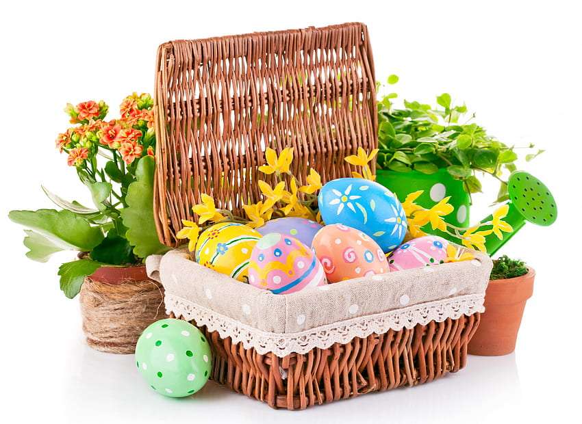 Ήρθε η άνοιξη, έρχεται το Πάσχα, όμορφα πασχαλινά αυγά online παζλ