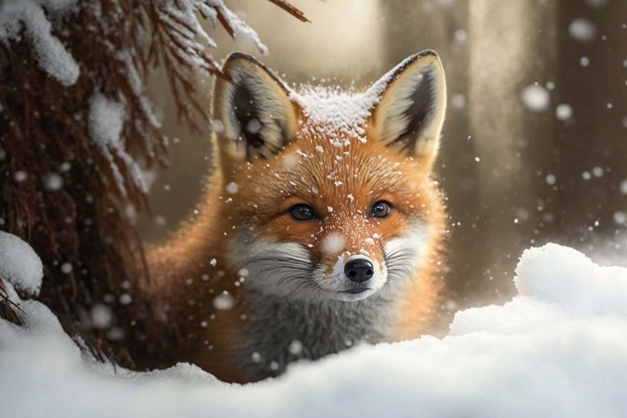 ein Fuchs im Schnee Online-Puzzle