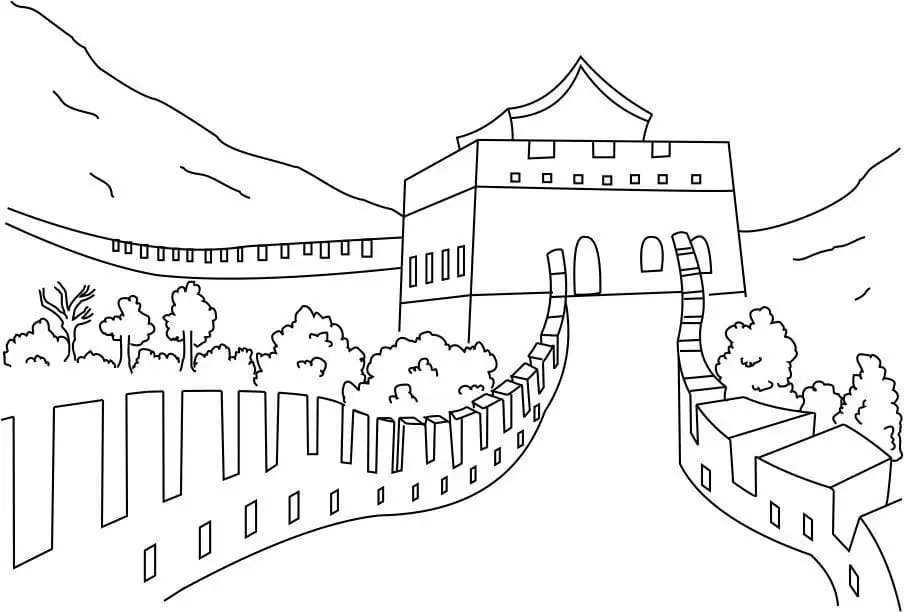 Раскраска Великая китайская стена