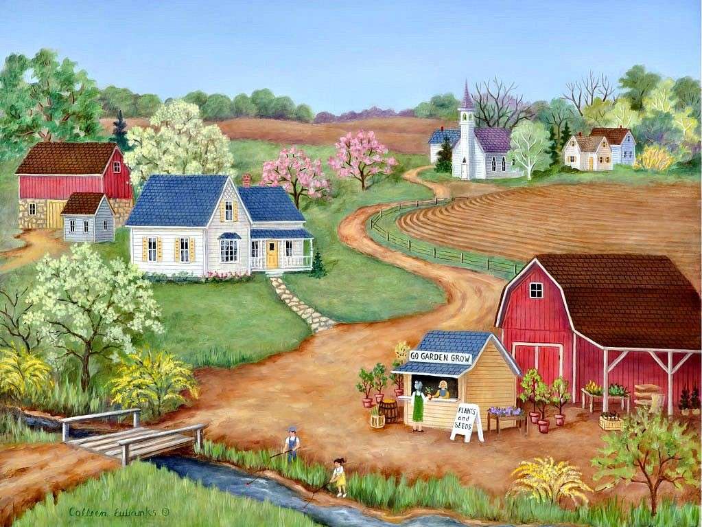Vista da aldeia com o rio puzzle online