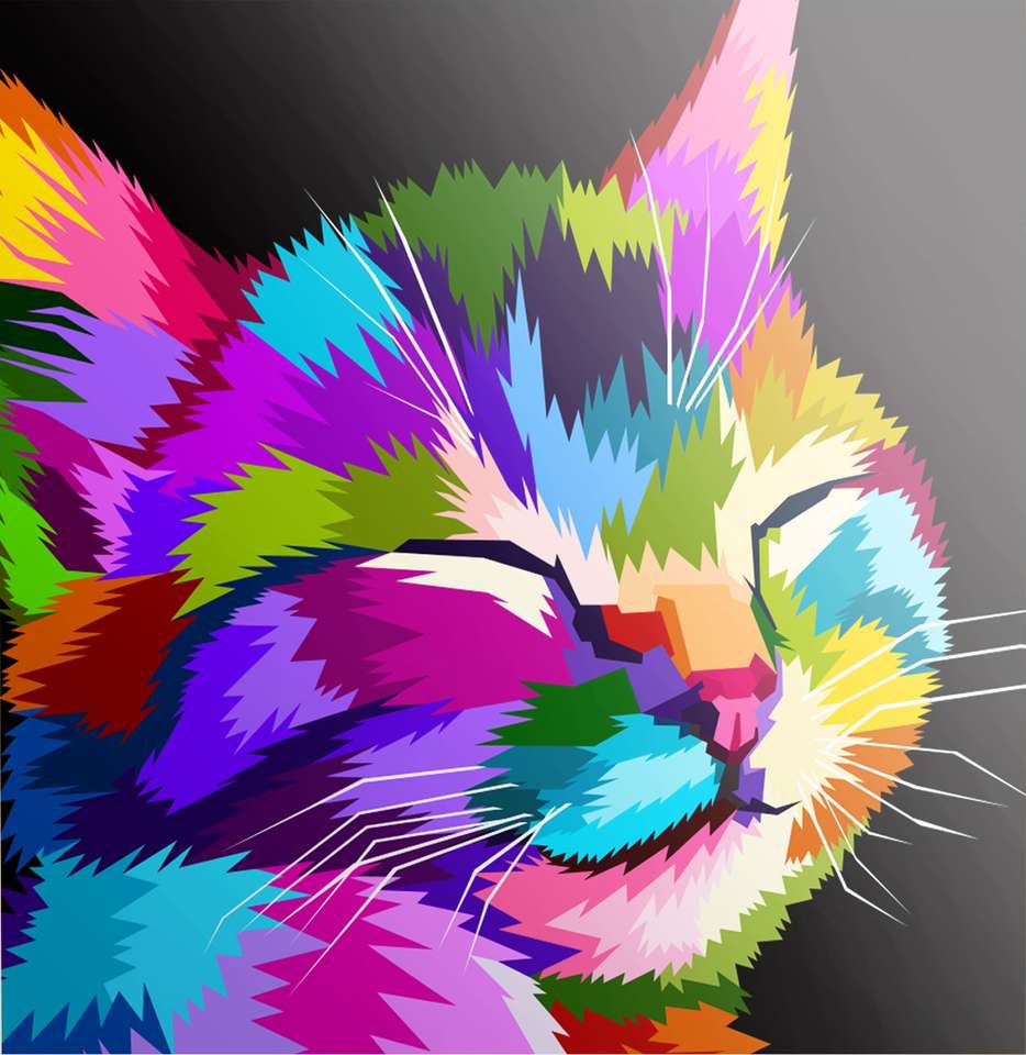 Colourfull cat puzzle online
