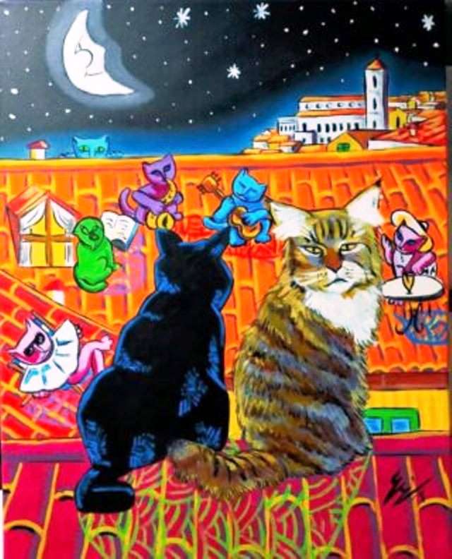 屋根の上の猫 ジグソーパズルオンライン