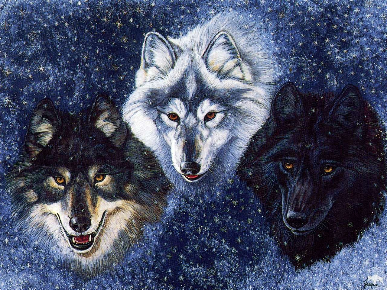 три волка онлайн-пазл