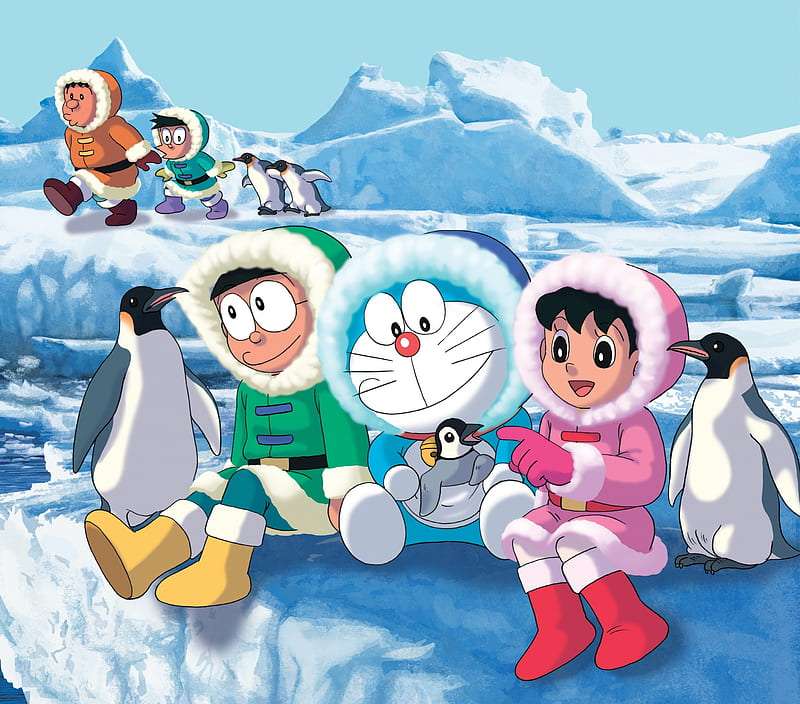 Doraemon, friends, penguins jigsaw puzzle online