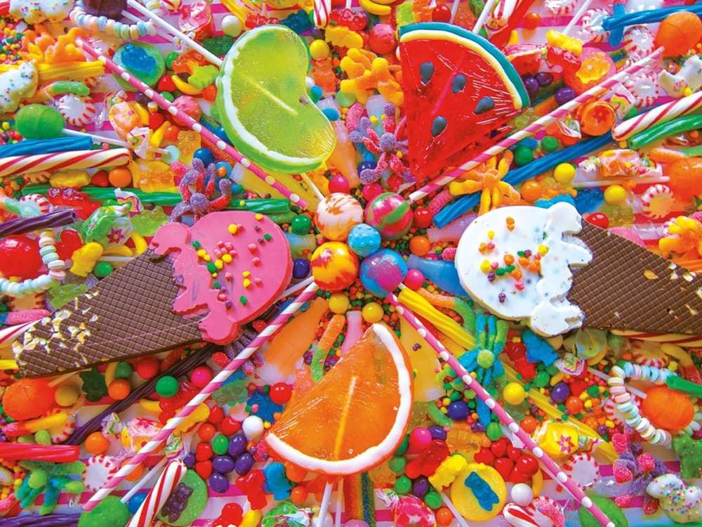 Sehr bunte und wahrscheinlich leckere Süßigkeiten :) Online-Puzzle