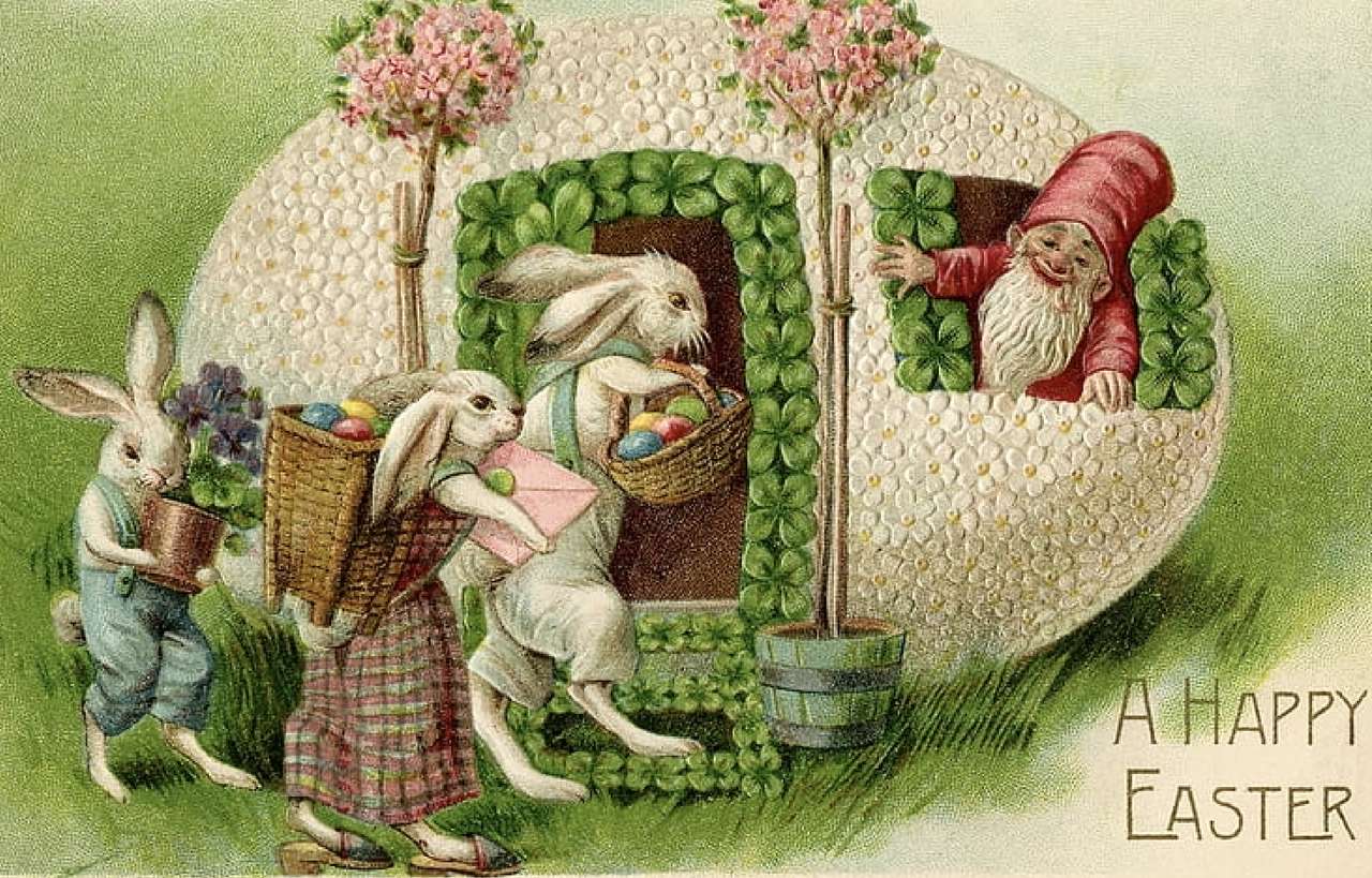Nyuszik, húsvéti tojások, húsvét kirakós online