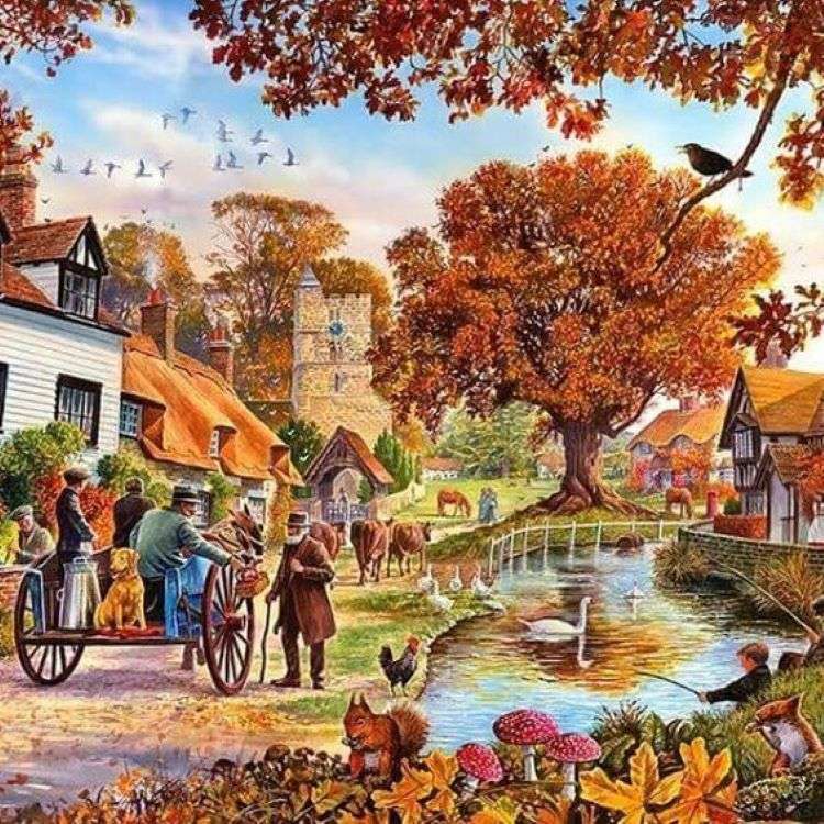 fishing in the village river jigsaw puzzle online