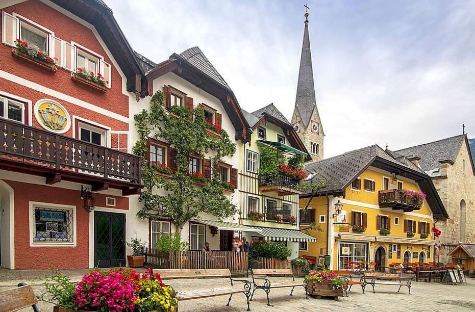 Чарівні будинки в Гальштаті, перлині Австрії пазл онлайн
