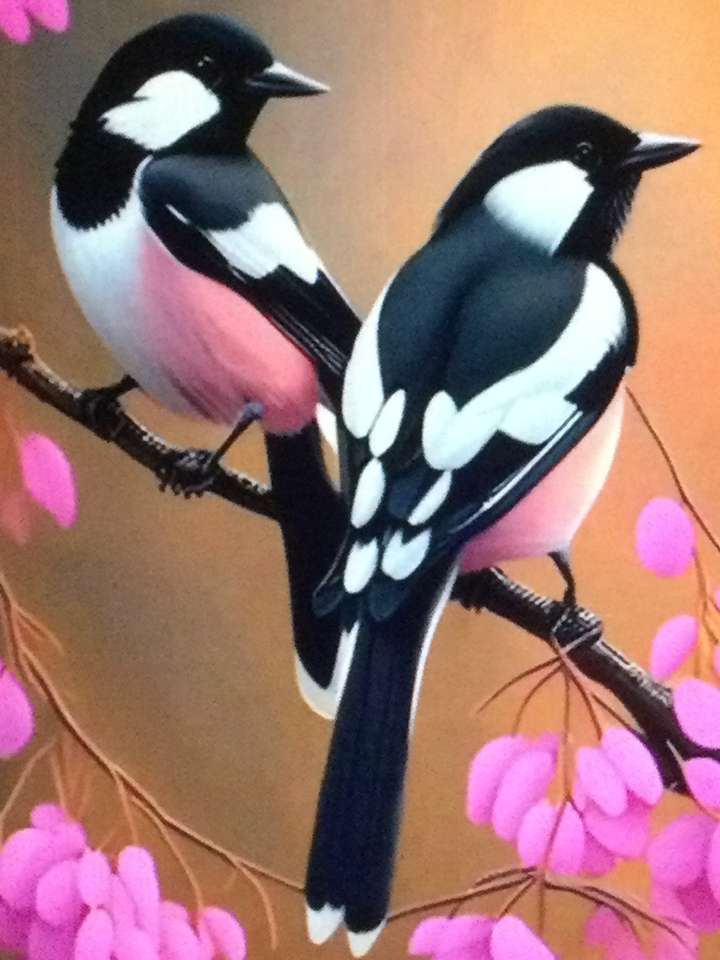 două păsări frumoase cocoțate jigsaw puzzle online