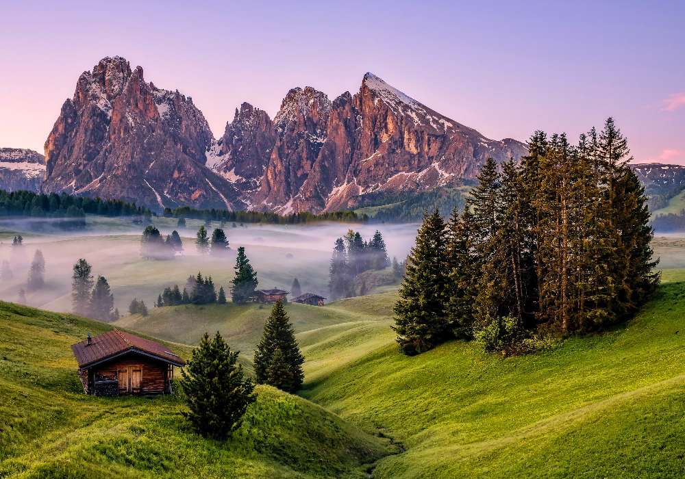 La nature italienne avec les dolomites en arrière-plan, une belle vue puzzle en ligne