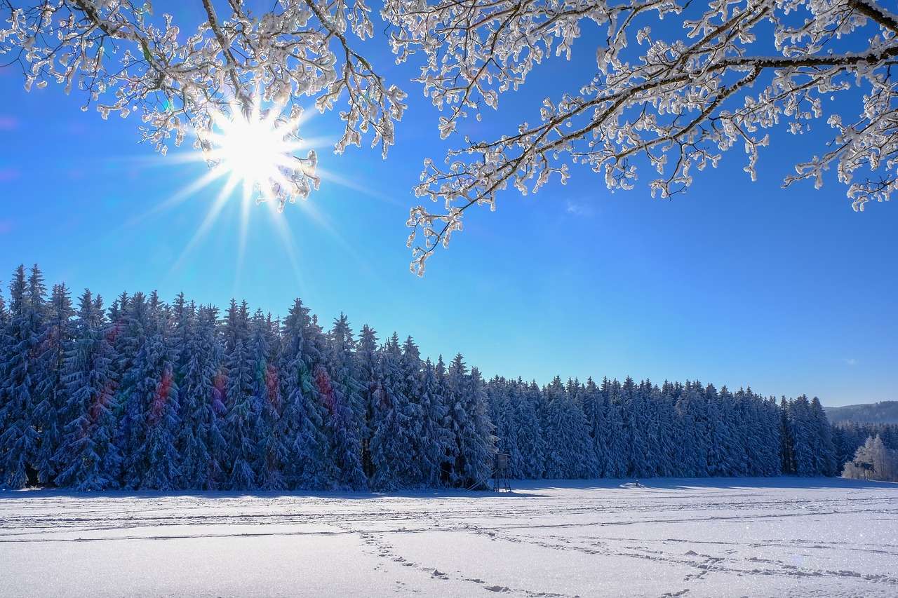 Зимен снежен пейзаж онлайн пъзел