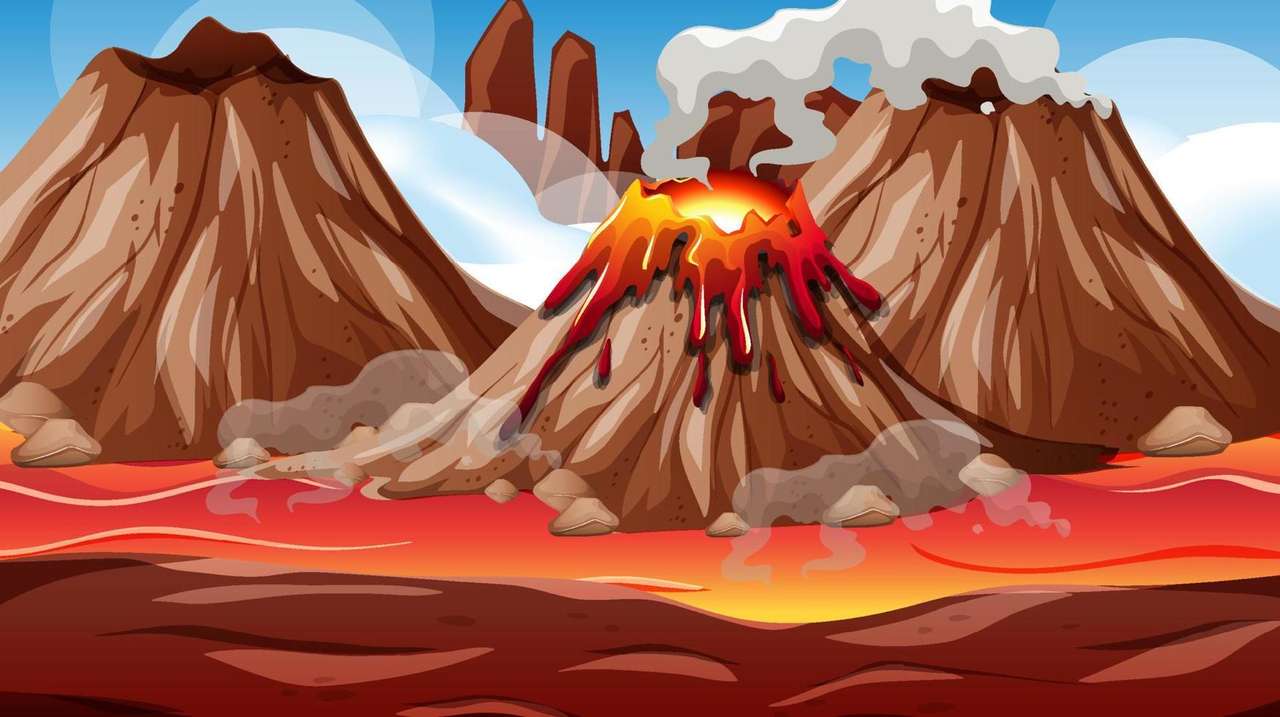 Vulkaan uitbarstende dag legpuzzel online