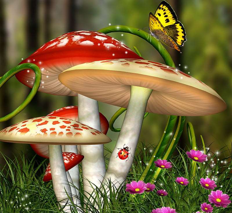 Muchomůrky rostou v lese, mají krásnou róbu :) skládačky online
