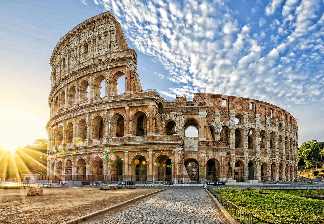 Rom-Kolosseum Flavian Amphitheater und Sonnenaufgang Puzzlespiel online