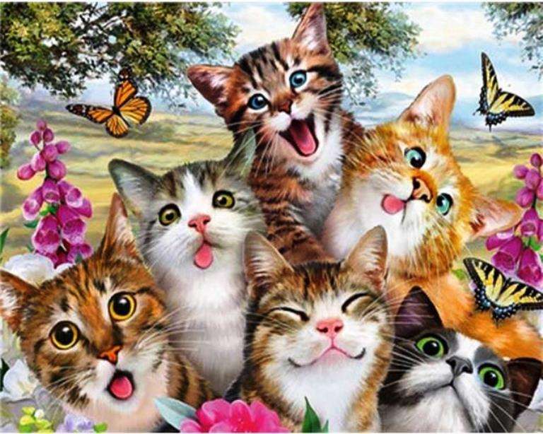 Lachende Katzen Puzzlespiel online