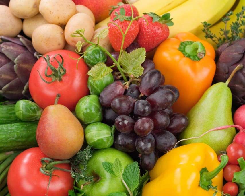 Здорові овочі та фрукти пазл онлайн