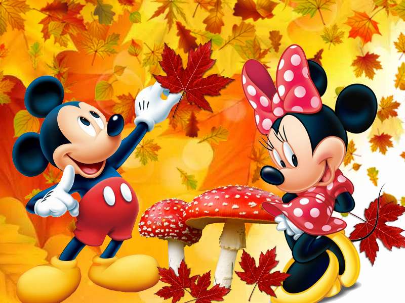 Otoño Disney Minnie y Mickey rompecabezas en línea