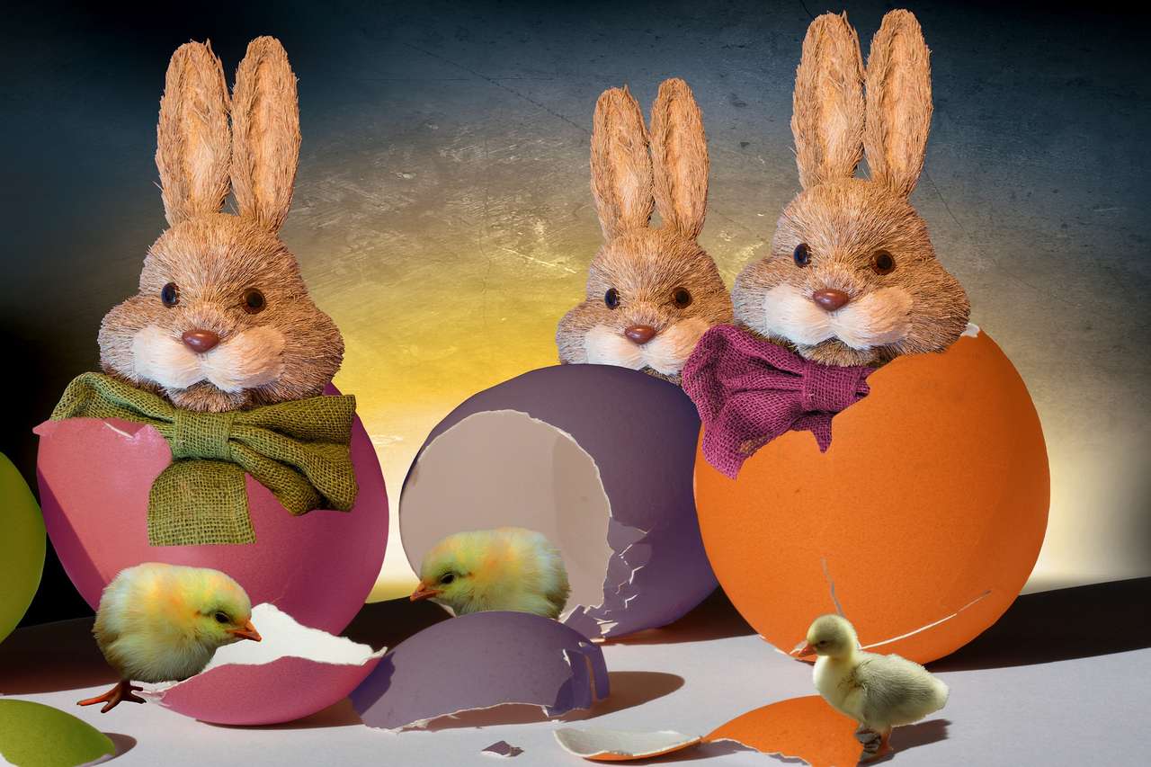 Coelhinhos em ovos de Páscoa puzzle online