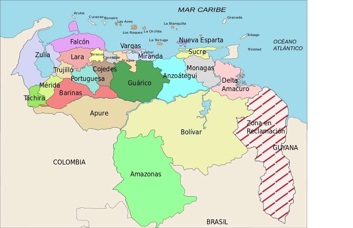 Карта на Венецуела онлайн пъзел