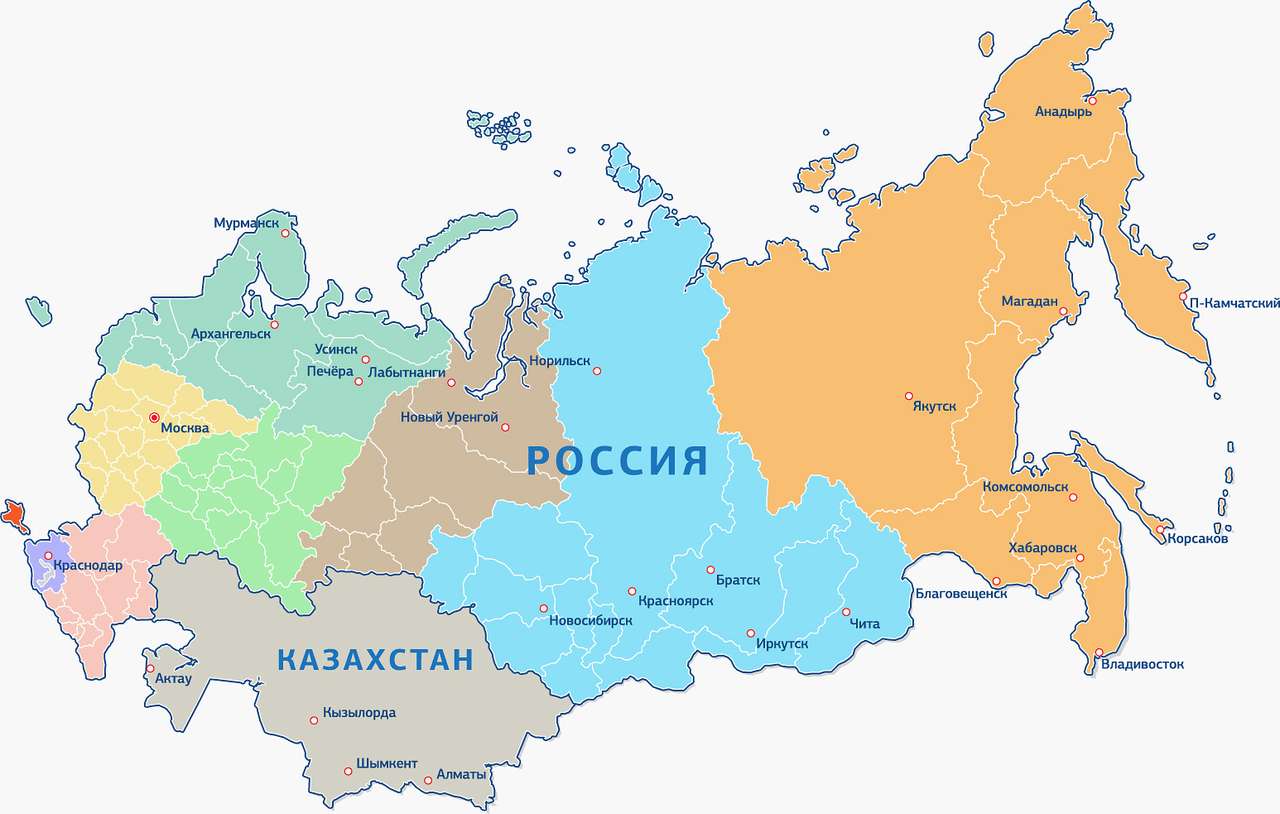 kaart van Rusland online puzzel