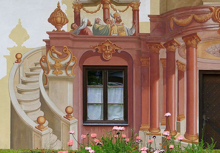 18e eeuwse 3D - raamdecoratie in Oberammergau legpuzzel online