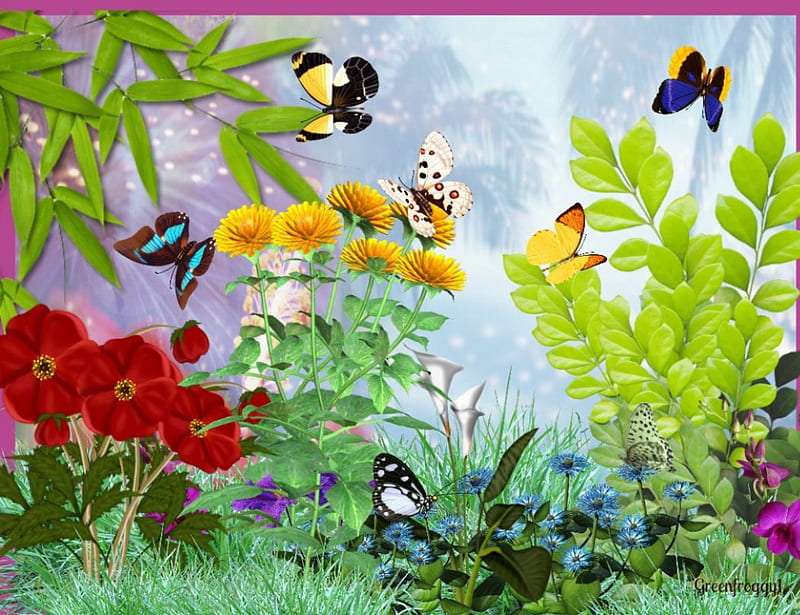 Fluturi în grădină puzzle online