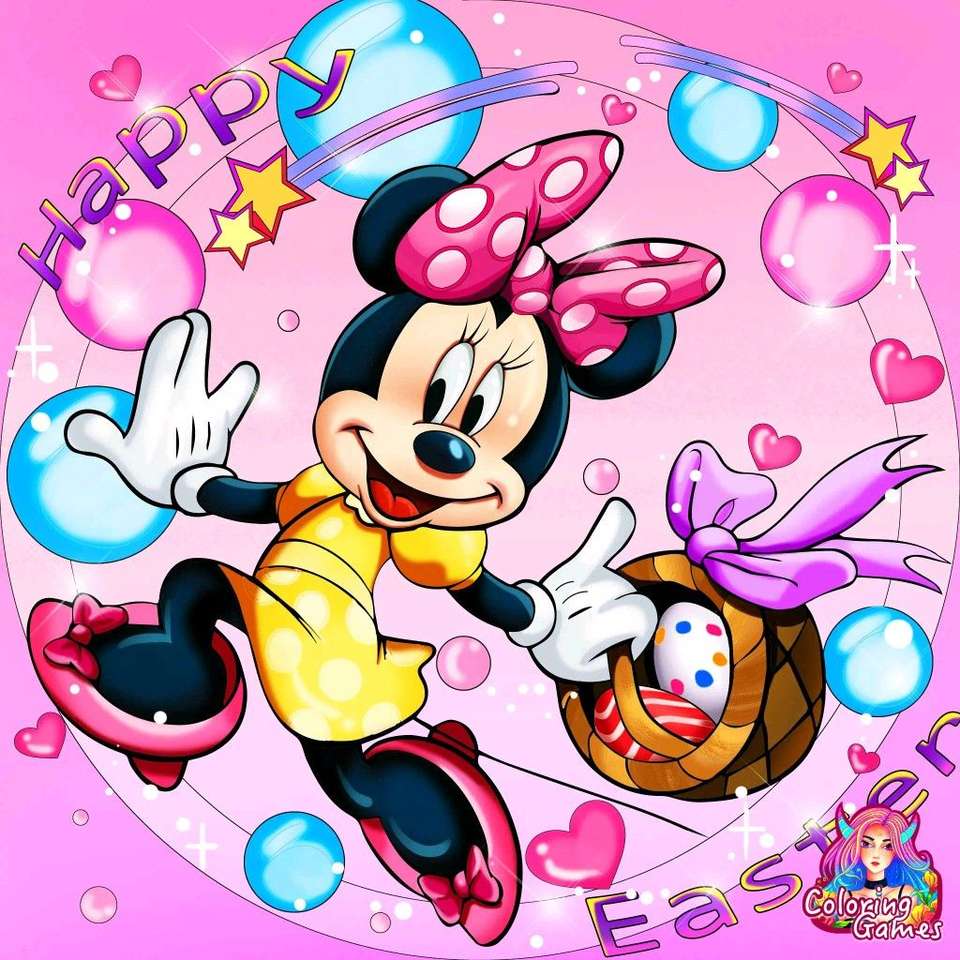 Minnie Mouse with an Easter egg online puzzle