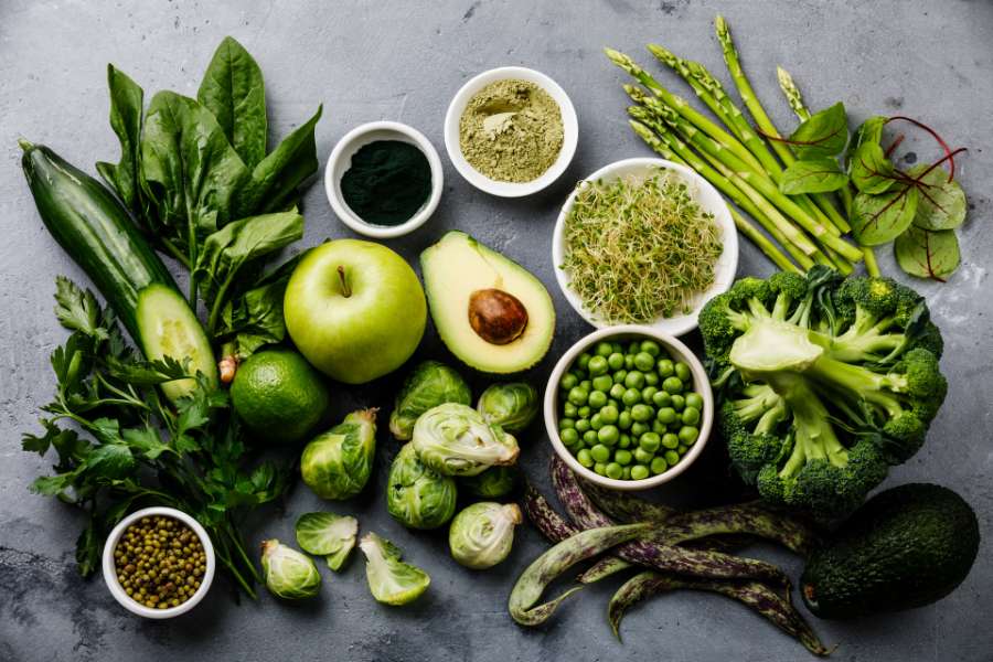 Groene groenten pioniers van een gezond lichaam legpuzzel online