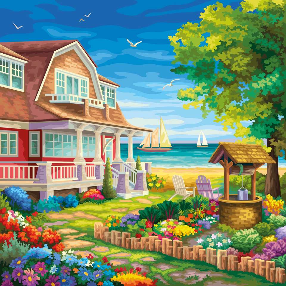 Una casa tan hermosa junto al mar. rompecabezas en línea