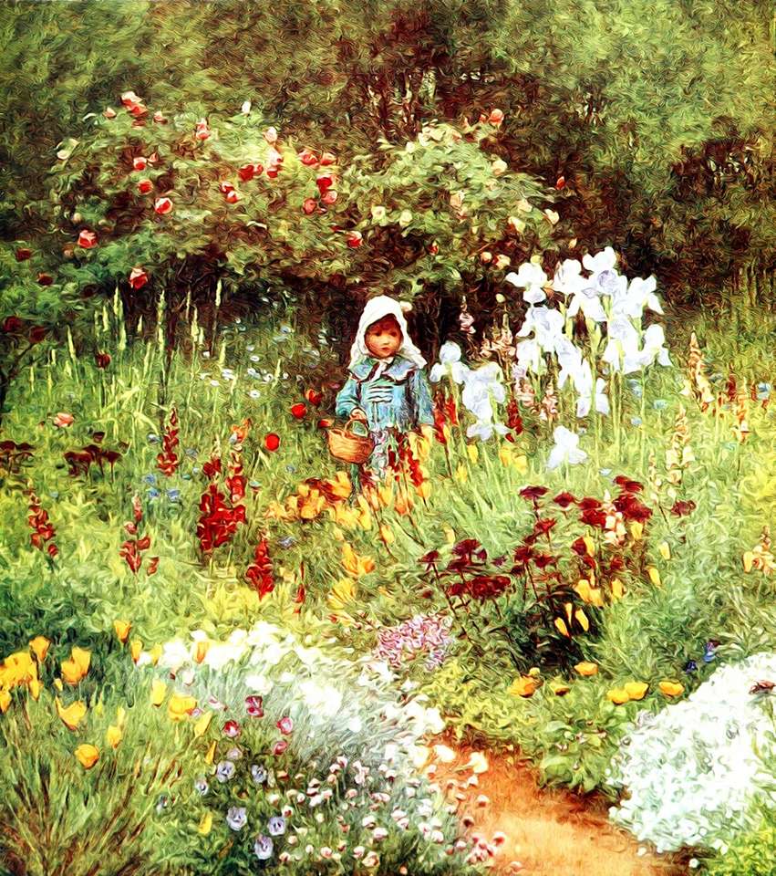 маленька дівчинка в саду пазл онлайн