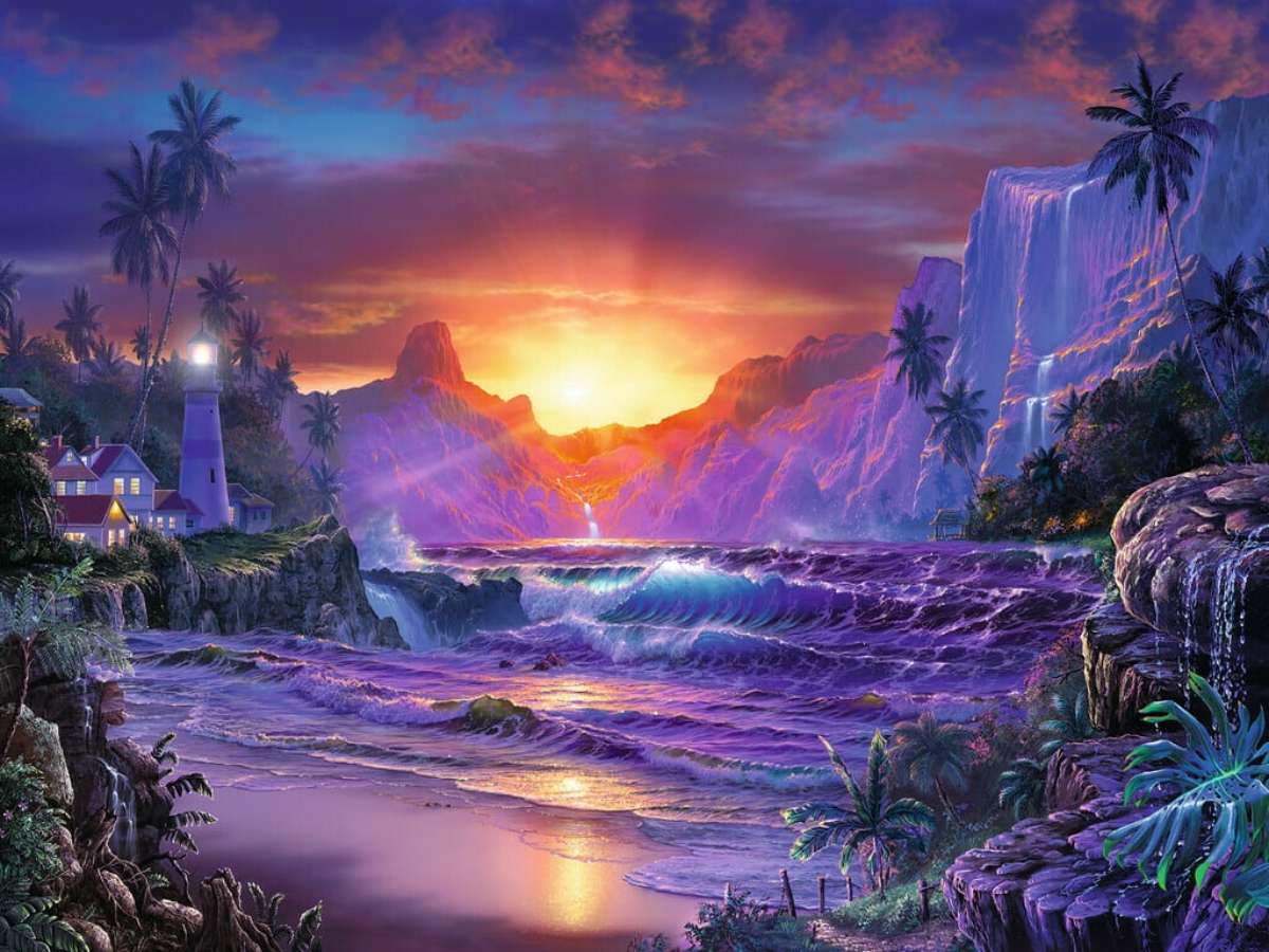 Sonnenaufgang an einem paradiesischen Ort Puzzlespiel online