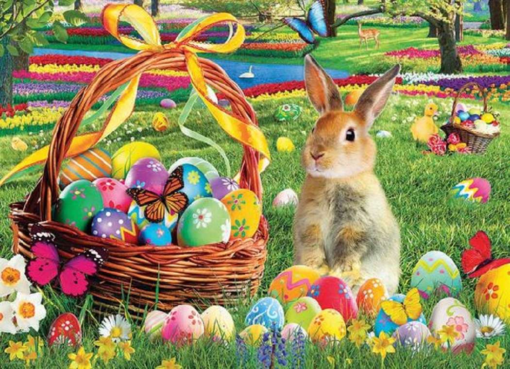 Eieren, konijn en natuur online puzzel