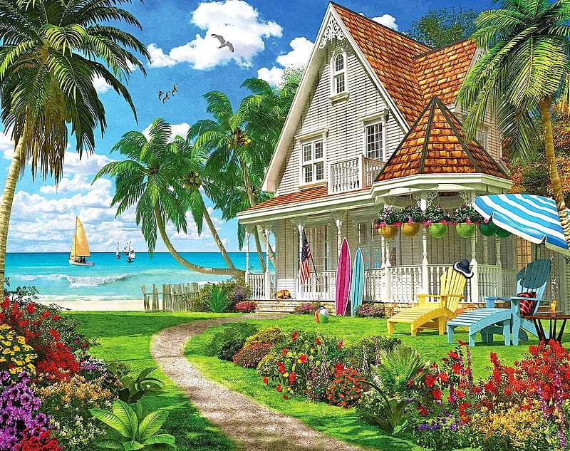 Чарівний будинок біля моря онлайн пазл