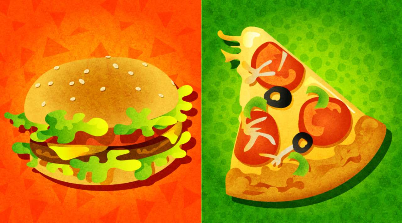Hamburger vs. Pizza puzzle online