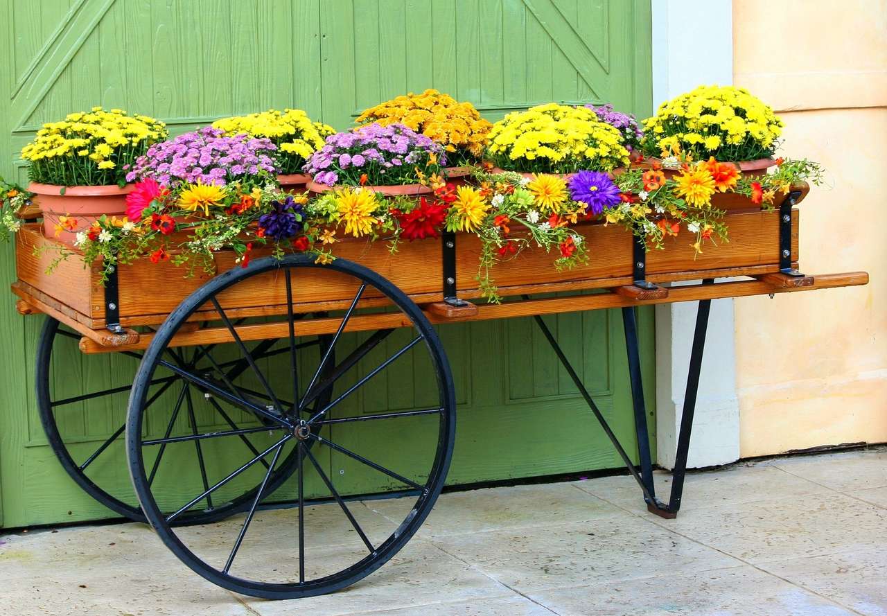 chariot de fleurs puzzle en ligne