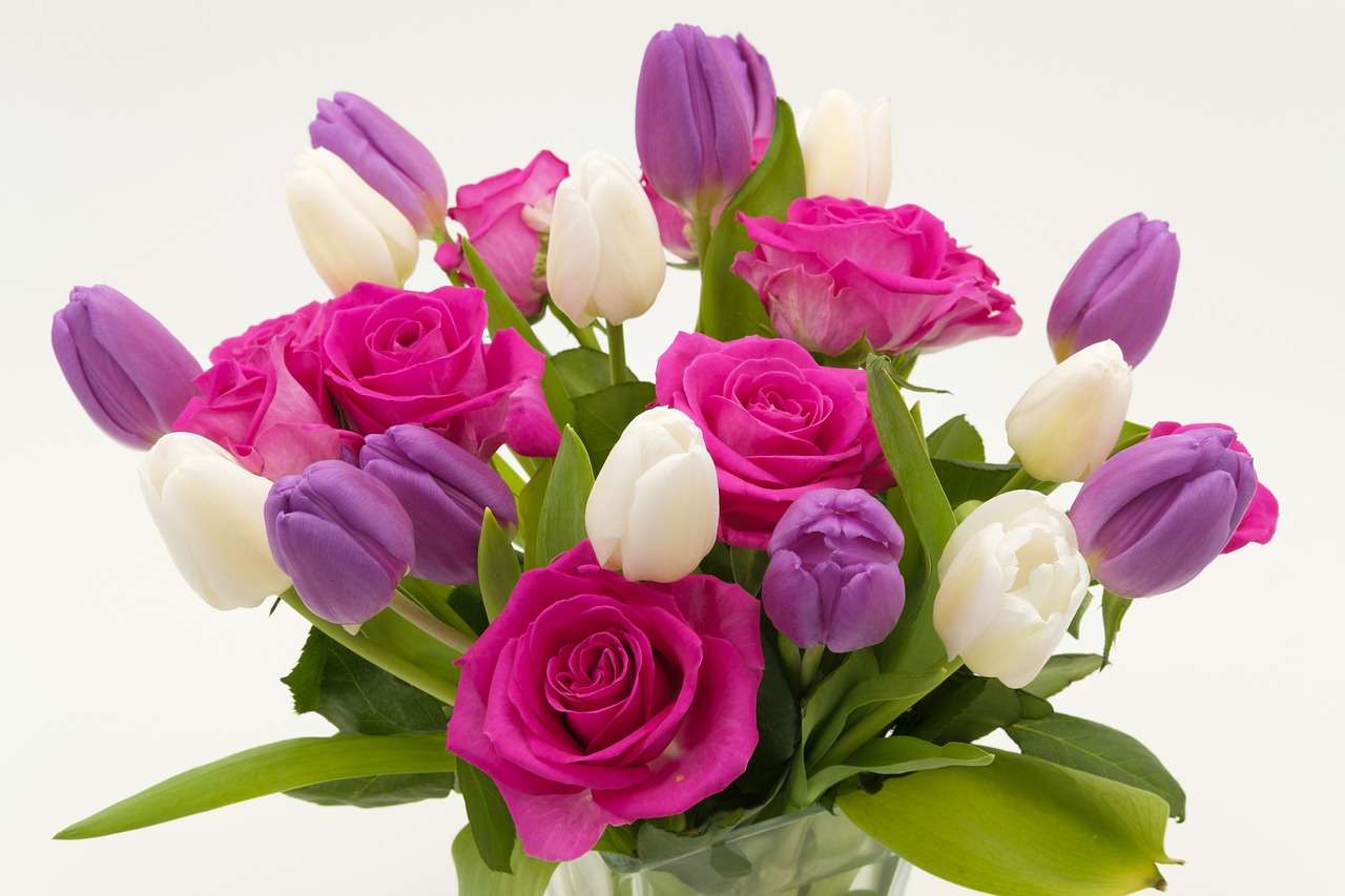 Bouquet Roses Tulipes puzzle en ligne