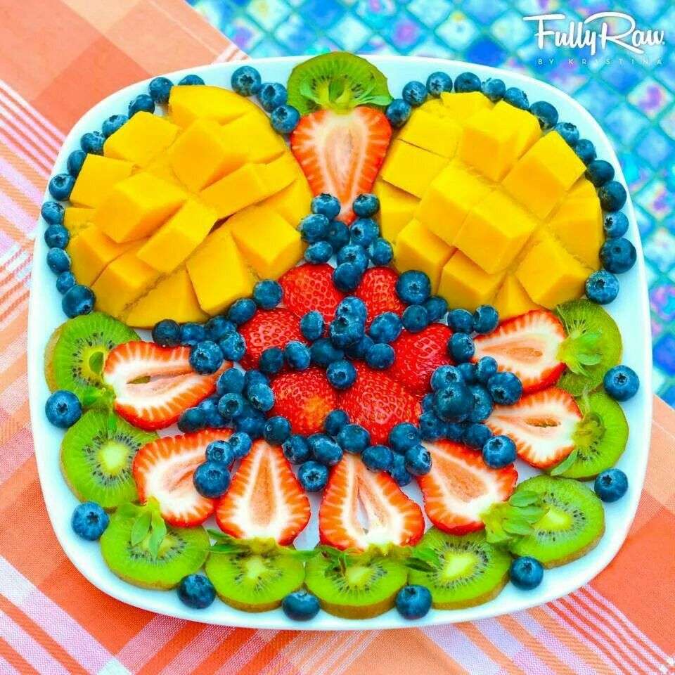 Sliced ​​fruit on a plate online puzzle