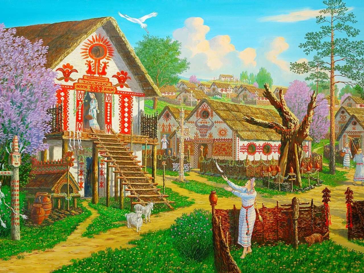 Folk style village online puzzle