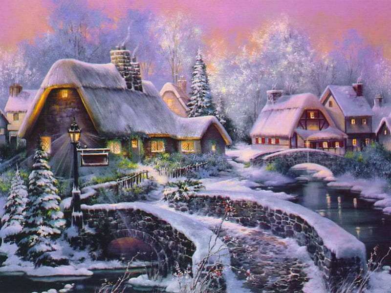 Peisaj de iarnă în mediul rural puzzle online
