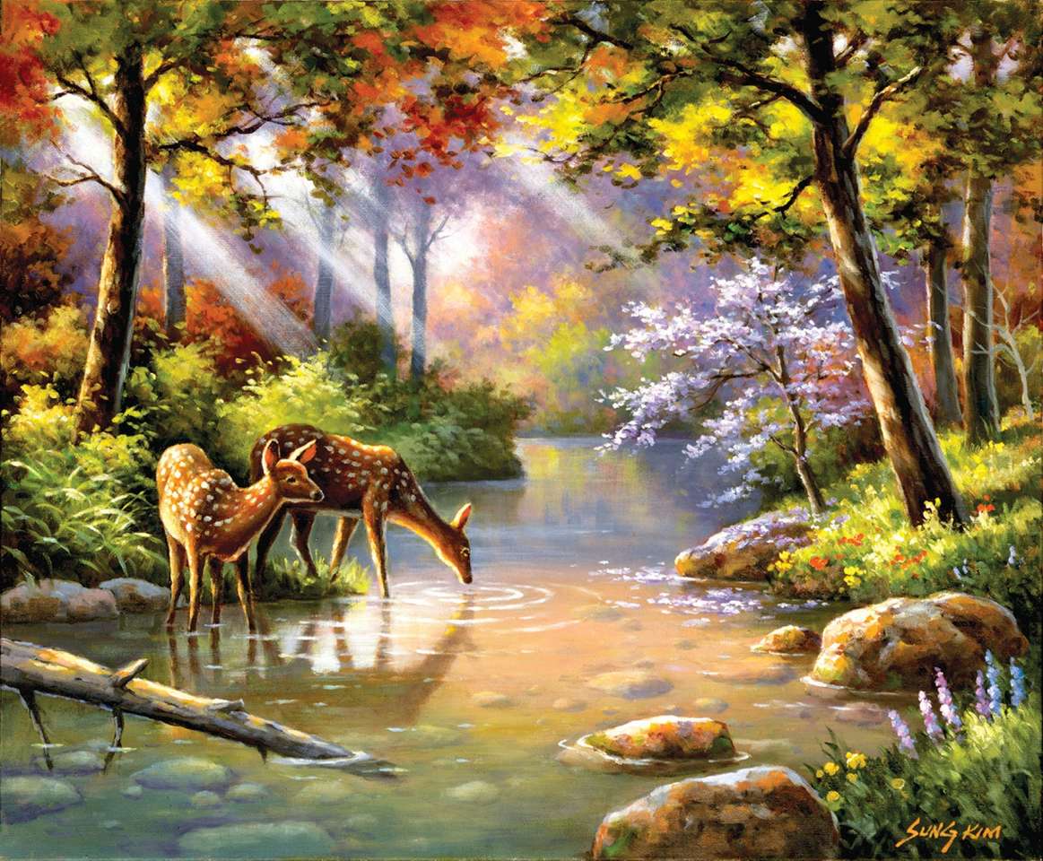 deer drink water from the river online puzzle