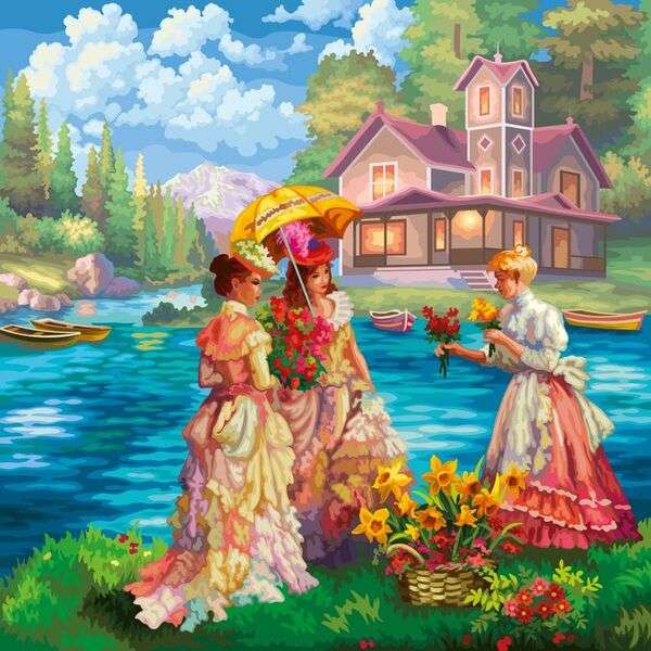 Friends meeting in the garden jigsaw puzzle online
