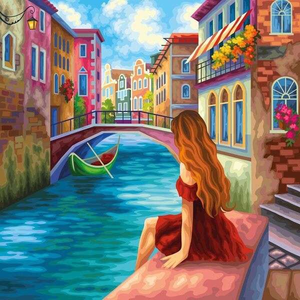 Dame im Kanal von Venedig Online-Puzzle