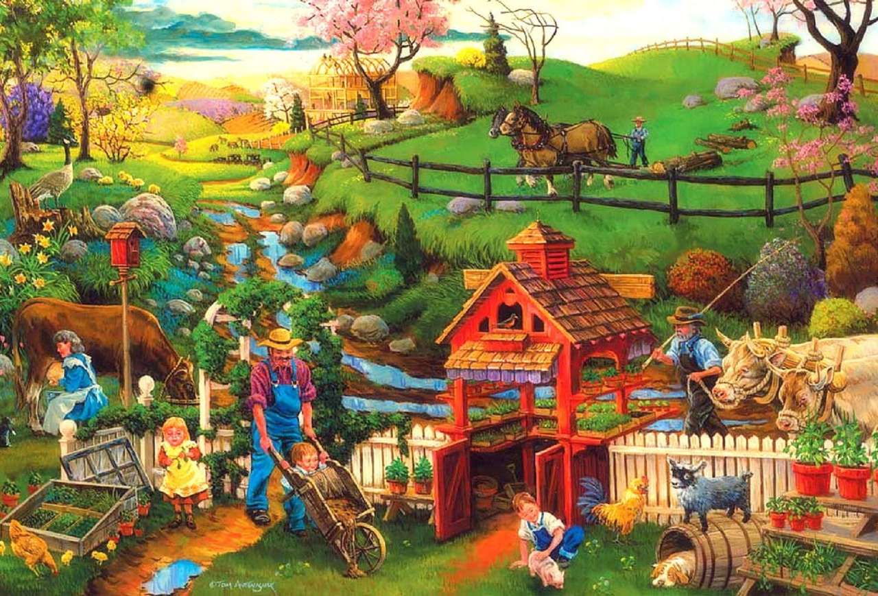Děti z farmy - každodenní práce na venkově online puzzle