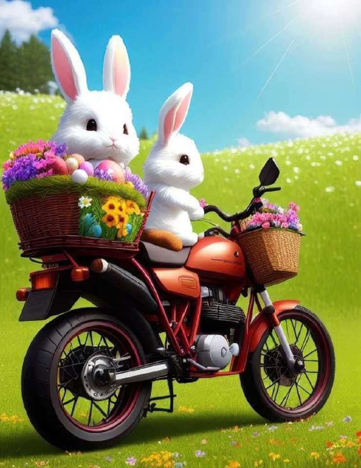 Velikonoční motorkářští zajíčci skládačky online